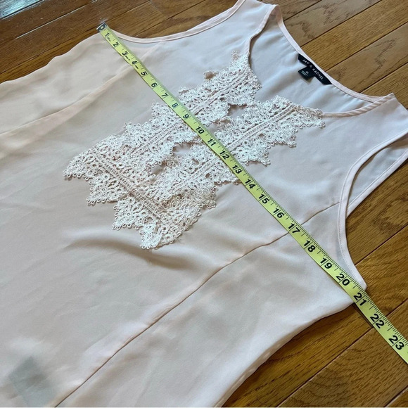 Zac & Rachel Women Top M Pink Blush Lace Embroidery Panel Front Sleeveless Sheer - Picture 13 of 15